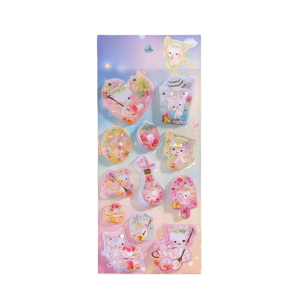 YiJuHui 3D Puffy Water Sticker, Glitter Floating Sequin Sticker, Waterproof Vinyl Sticker, Decorative Stickers for Laptop, Water Bottle, Scrapbook, Journal, Crafting, Art Supplies