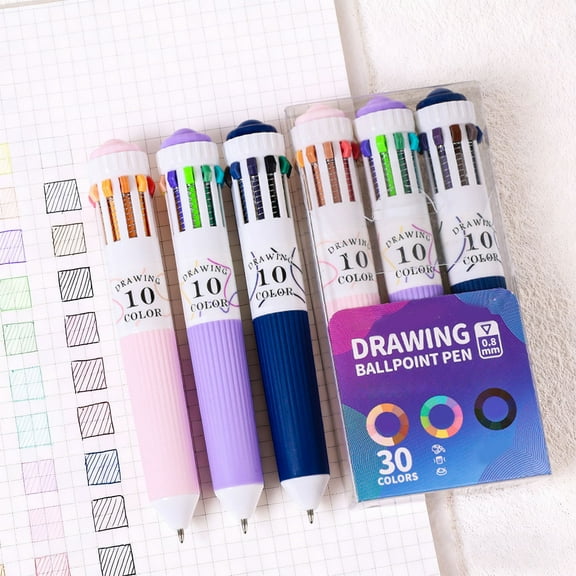 YiJuHui 3pcs 30 Colors Ballpoint Pen Set with Soft Grip, 0.8mm Fine Tip for Smooth Writing & Drawing, Vibrant Ink for Art Journaling & Office Use