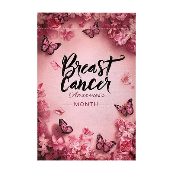 YiJuHui 3pcs Breast Cancer Awareness Garden Flag - Tear Resistant Polyester Outdoor Decoration for Ribbon Support Display in Yards and Public Spaces 30x45cm