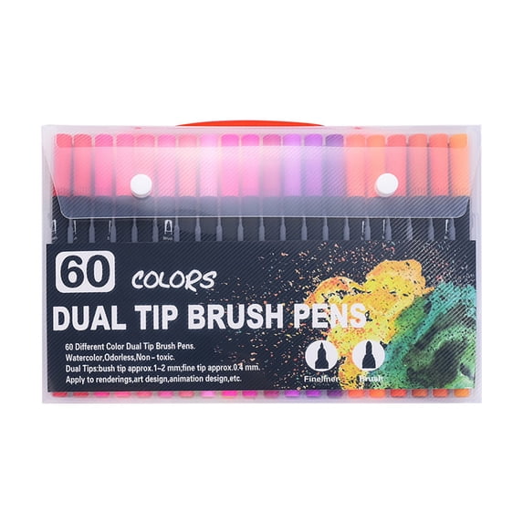 YiJuHui 3pcs Double Ended Watercolor Markers Brush & Fine Tip Washable Non Toxic Art Pens for Drawing Sketching Doodling Cartoons Outlining Coloring Set for Adults Artists
