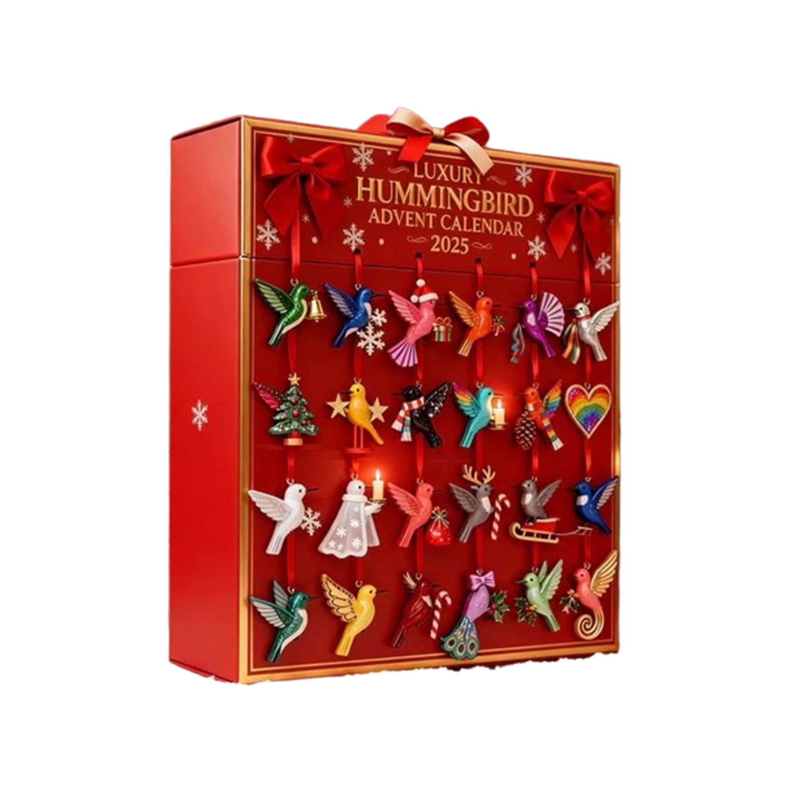 YiJuHui 3pcs Hummingbird Ornaments Advent Calendar - 24 Unique Christmas Tree Decorations with Festive Bird Designs for Holiday Home Decor & Nature Lovers