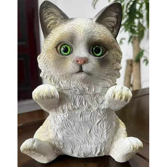 YiJuHui 3pcs Realistic Resin Cat Figurines, Lifelike Handcrafted Statue, Decorative Home Accent for Living Room and Office Display