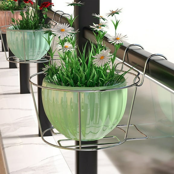 YiJuHui 3pcs Stainless Steel Hanging Flower Pot Holder Rustproof Balcony Planter Rack Space-Saving Vertical Garden Decor Indoor Outdoor Plant Display