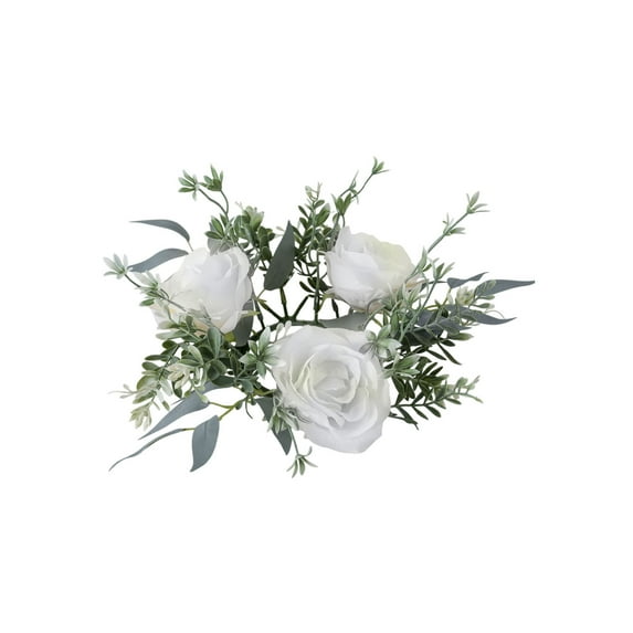 YiJuHui 3pcs Valentine's Day Rose Candle Ring Floral Centerpiece for Wedding Table Decor Romantic Candle Holder Wreath Artificial Flower Arrangement