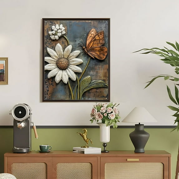 YiJuHui 4pcs 3D Metal Wall Art, Waterproof Iron Wall Decor, Rust-Resistant Hanging Panel for Living Room, Bedroom, Office