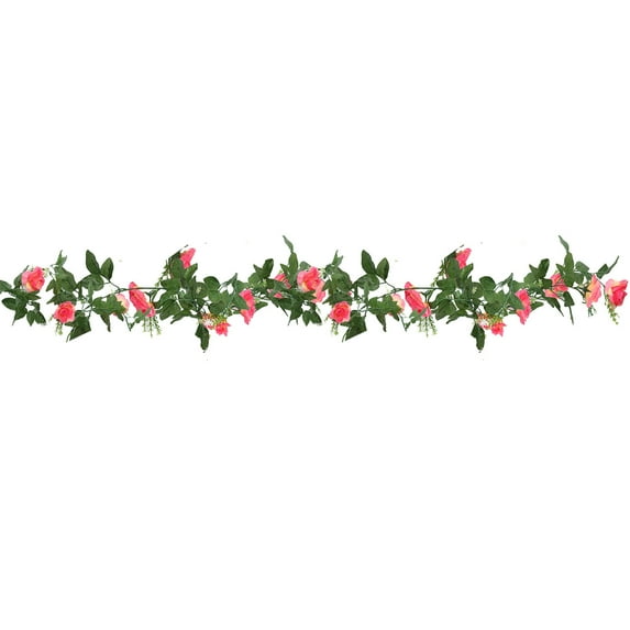 YiJuHui 4pcs Artificial Silk Rose Vine Garland, Lifelike Hanging Flowers for Wedding Arch Party Wall Garden Decor, Waterproof Indoor Outdoor Decoration