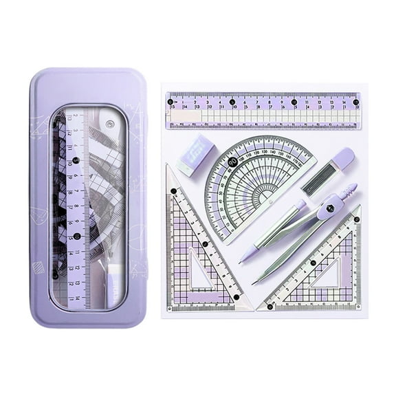 YiJuHui 4pcs Math Geometry Tool Set - Ruler, Compass, and Protractor Kit for Drawing - Supplies Stationery