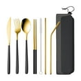thumbnail image 1 of YiJuHui 4pcs Portable Stainless Steel Cutlery Set with Case - Reusable Utensils, Knife Fork Spoon Chopsticks & Straws for Travel, Camping, Picnic & Office Lunch, 1 of 6