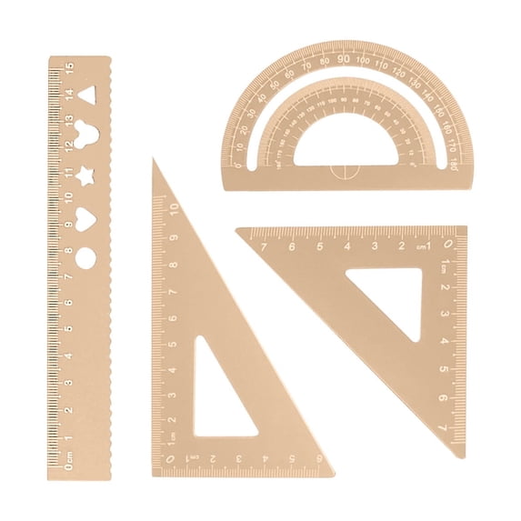 YiJuHui 4pcs Professional Aluminum Alloy Ruler Set – Hollow Design Geometric Stencil Template for Drafting, Engineering & Office Use A