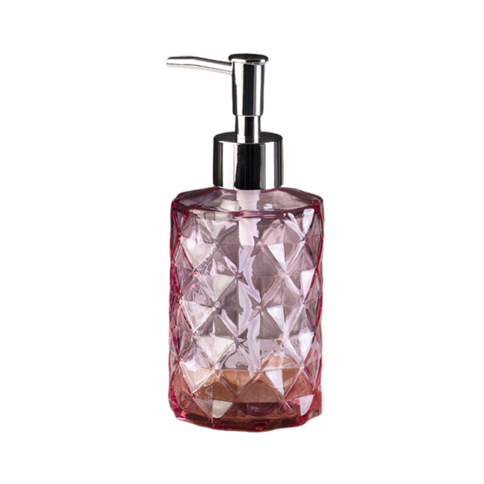 YiJuHui 4pcs Refillable Glass Soap Dispenser Pump Bottle with Diamond Pattern Design for Kitchen and Bathroom Decor