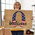 thumbnail image 1 of YiJuHui 4th of July Patriotic Doormat, American Flag Welcome Mat for Front Door, Non-Slip Heavy Duty Outdoor Rug, Waterproof Entryway Mat for Porch, Independence Day Decor, USA Home Decor 60*40cm, 1 of 4
