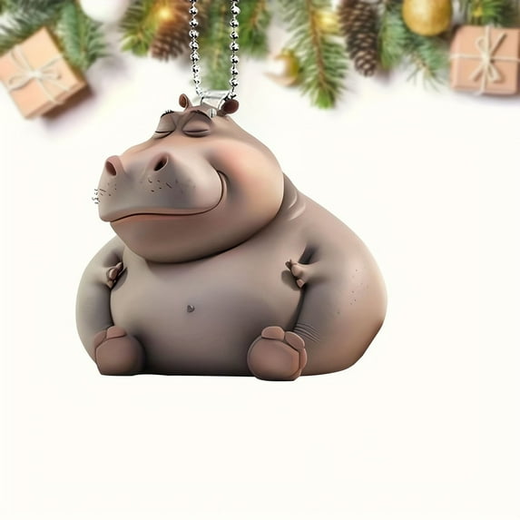 YiJuHui 5pcs Cute Hippo Nap Time Acrylic Pendant Keychain Car Rearview Mirror Backpack Charm Durable Accessory Gift Idea