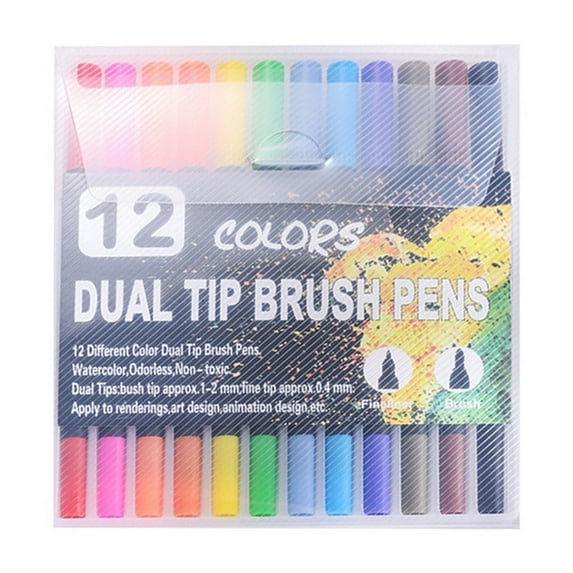 YiJuHui 5pcs Dual Brush Marker Pens, Art Markers with Fine and Brush Tip Coloring Markers for Adults, Marker for Journaling Calligraphy Drawing Sketching Doodling Illustrating 48ml