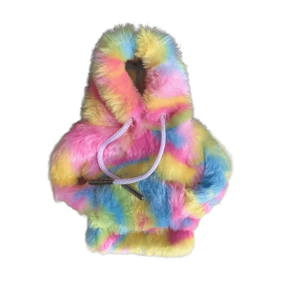 YiJuHui 5pcs Rainbow Unicorn Plush Hoodie - Soft Gradient Sweater for Desk Decor, Mini Figurine Outfits, Fall Porch Display