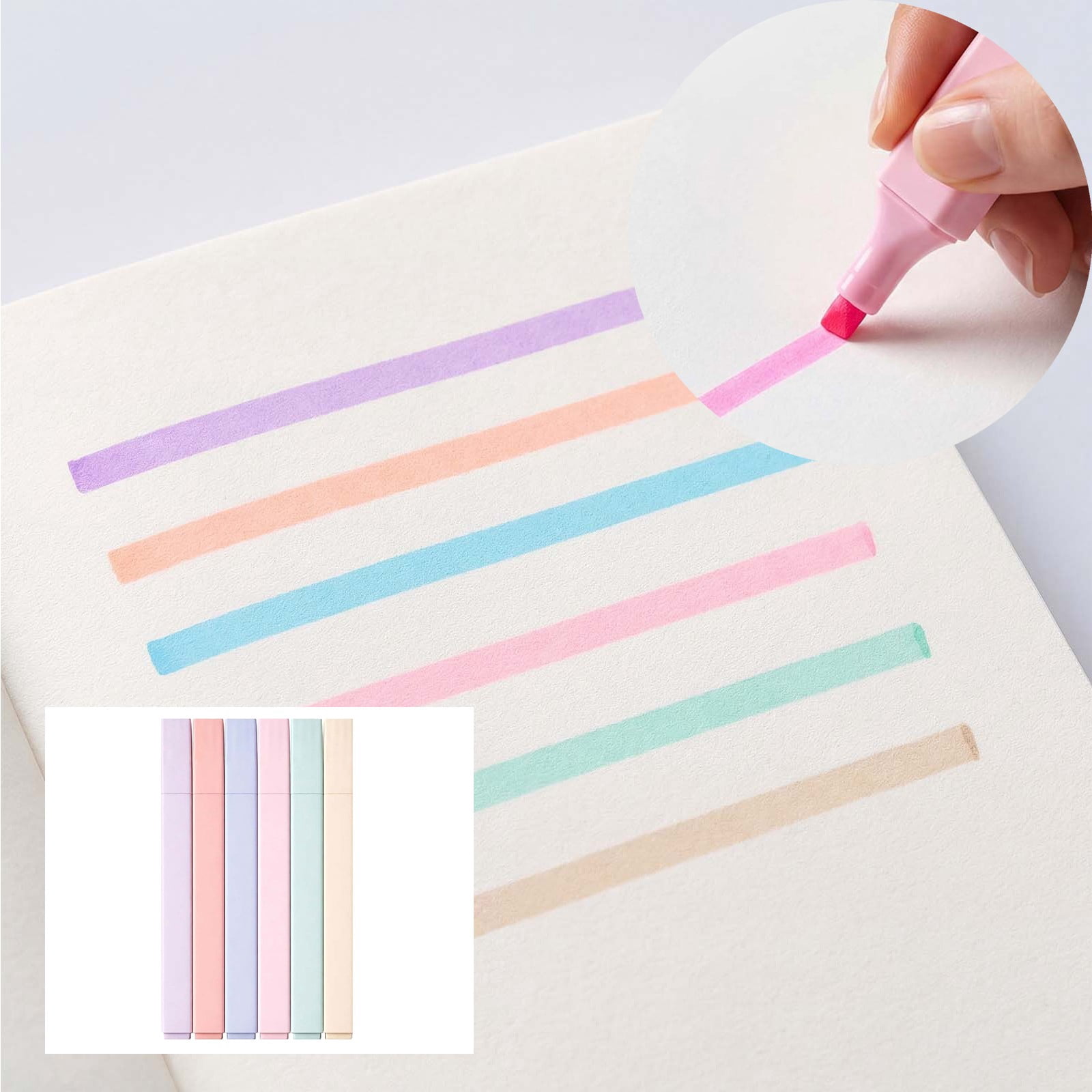 YiJuHui 6 Color Highlighter Pens, Large Capacity Fluorescent Marker Set ...