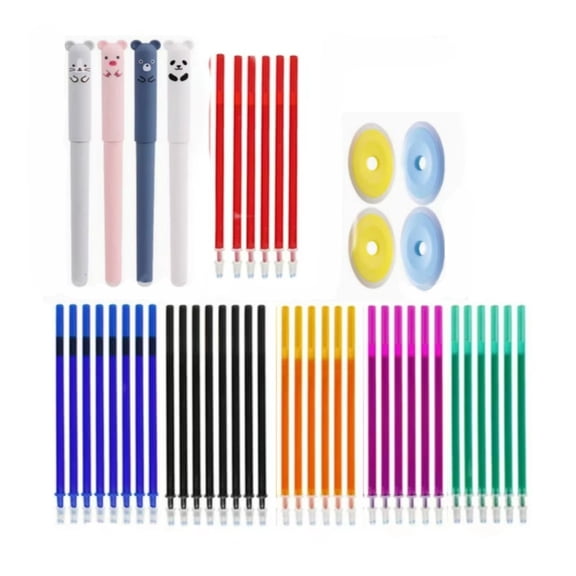 YiJuHui 60pcs Erasable Gel Pens 0.5mm Fine Point Refillable Ink Cartridges for Smooth Writing Office Supplies