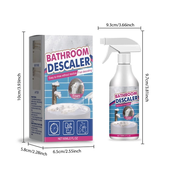 YiJuHui 6pcs Bathroom Descaler Cleaner, Bathroom Descaler Stubborn Stains Cleaner, Bathroom Descaler Foam Cleaner 60ml