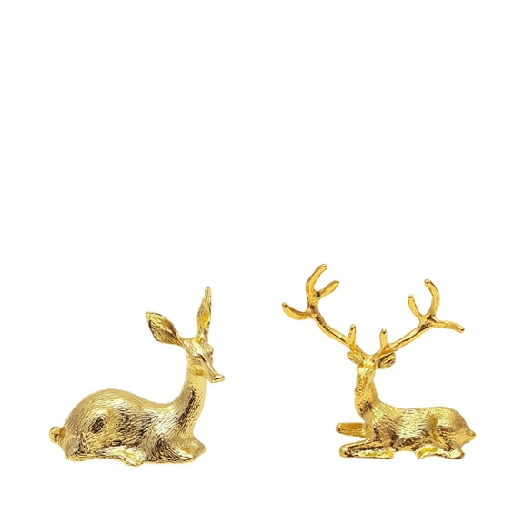 YiJuHui 6pcs Gold Plated Deer Statue Ornament for Home Decor, Elegant Animal Figurine, Wine Cabinet & Living Room Decoration, Symbol of Good Fortune