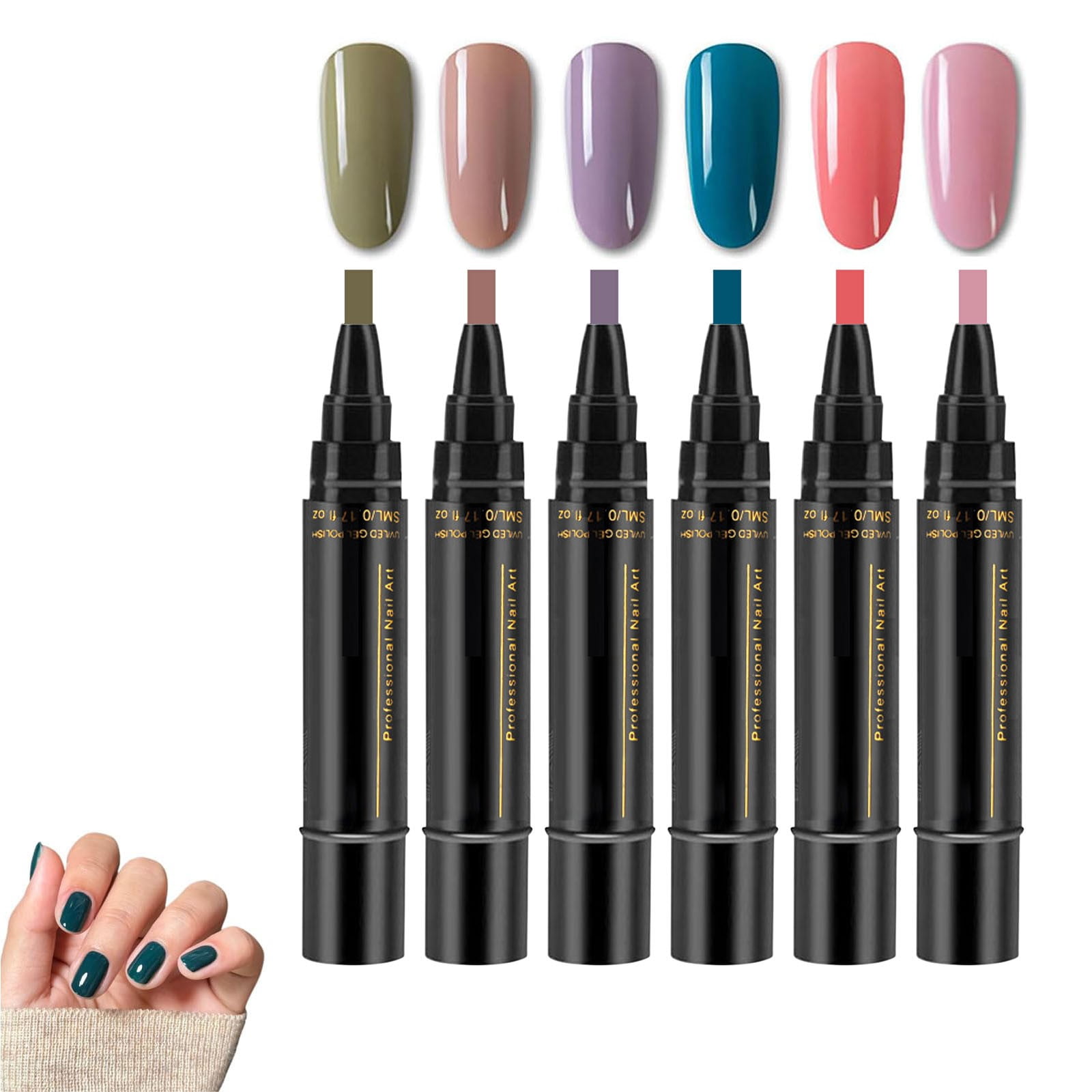 YiJuHui 6pcs Nail Polish Pens, Nail Polish Pens Quick Dry, Gel Polish Pen, NailPolish GelPen, Color NailPolish GelPen for Women, Nails Pens for Nails Art