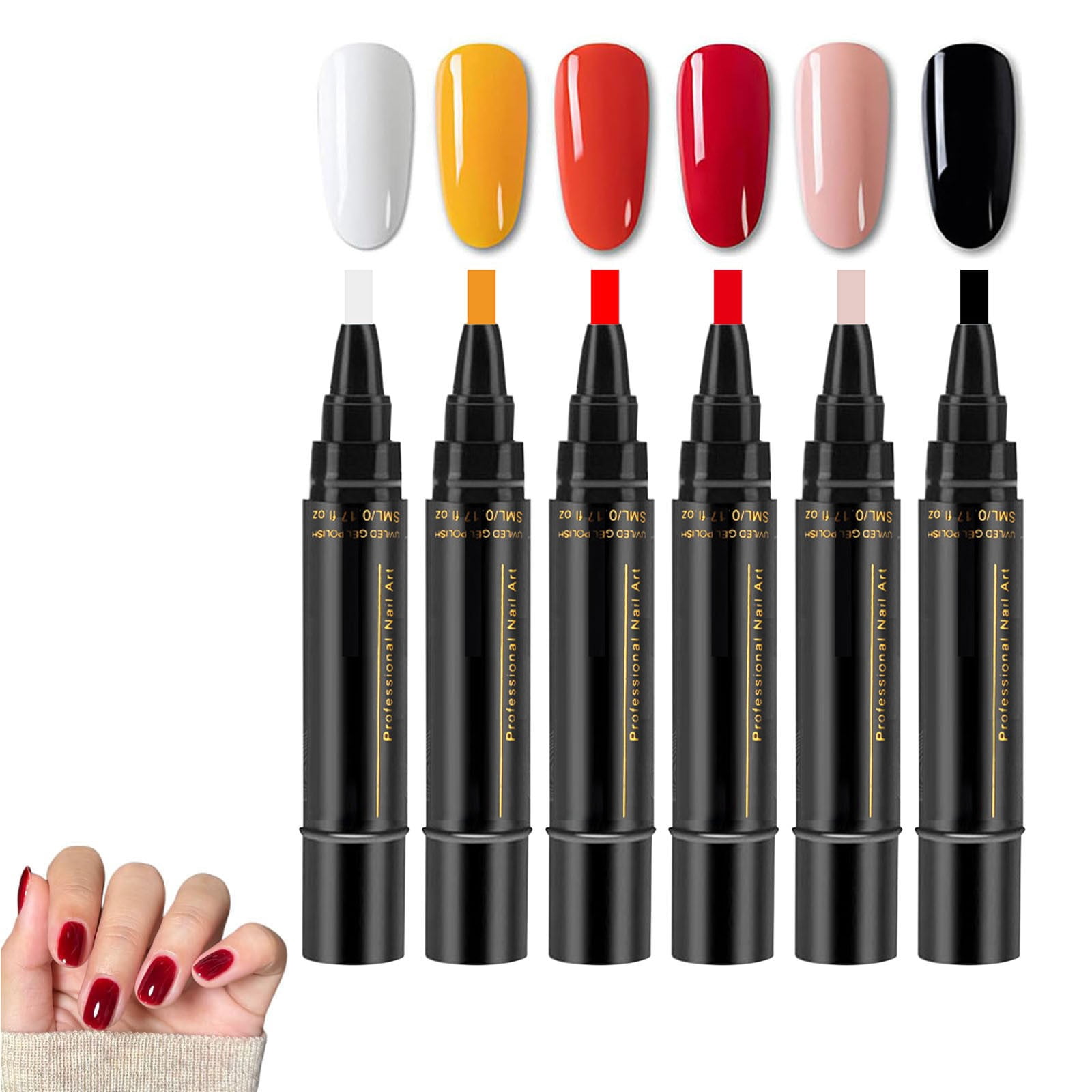 YiJuHui 6pcs Nail Polish Pens, Nail Polish Pens Quick Dry, Gel Polish Pen, NailPolish GelPen, Color NailPolish GelPen for Women, Nails Pens for Nails Art