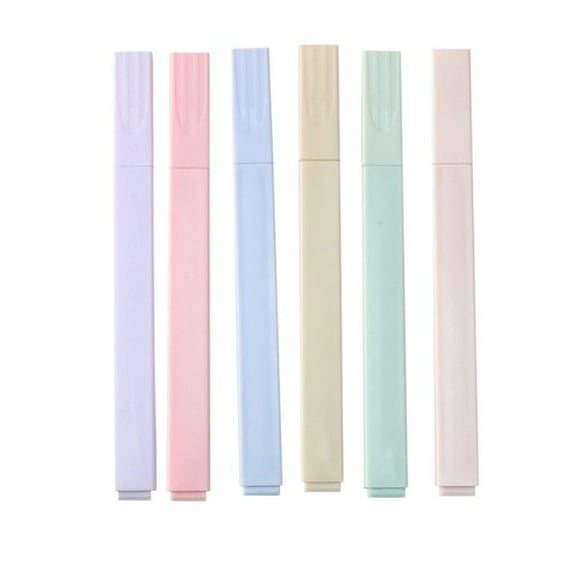 YiJuHui 6pcs Soft Chisel Tip Highlighter Pen Set - Gentle Pastel Colors for Note Taking, Journaling & Office Organization, Smudge-Free Quick-Dry Ink 13*1.5*1CM