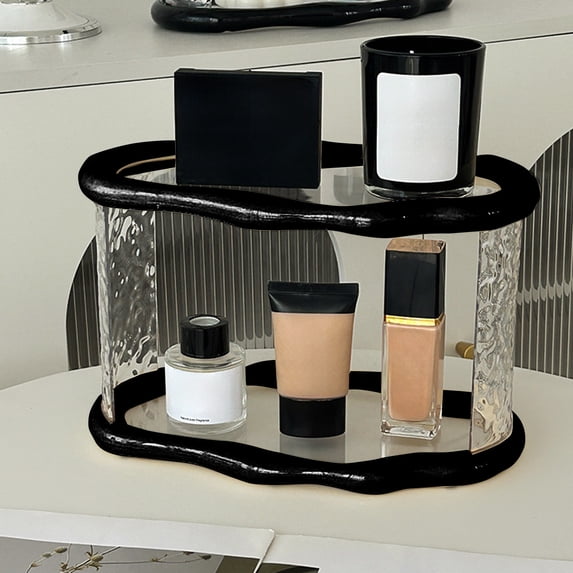 YiJuHui Acrylic Makeup Organizer, 2 Tier Perfume Display Shelf, Bathroom Vanity Storage Rack, Clear Cosmetic Countertop Organizer for Desk and Counter Space Saving