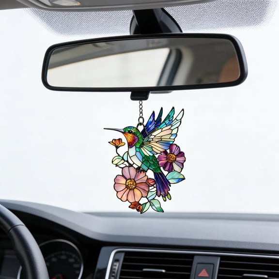 YiJuHui Acrylic Sun Catcher Prisms for Car Window, Colorful Geometric Hanging Ornaments, Rearview Mirror Decor, Handmade Translucent Art, Light Reflecting Car Accessory, Bohemian Home & Auto Decor