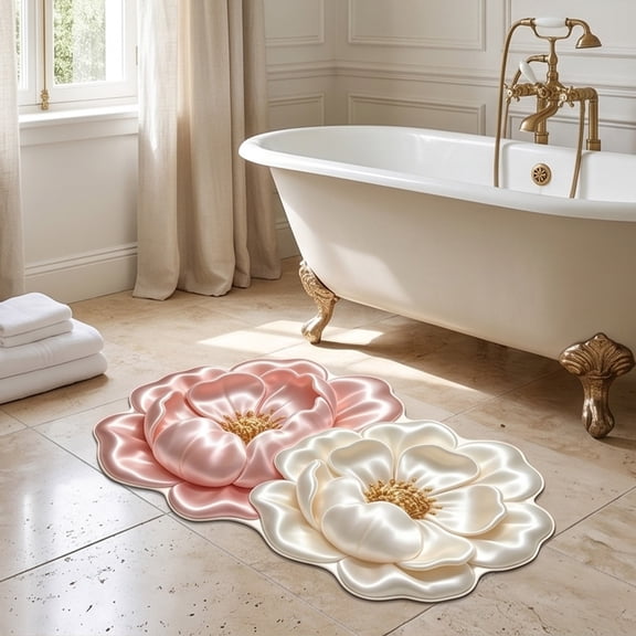 YiJuHui Antiskid Bathroom Rugs Floral Non Slip Floor Mat Absorbent Shower Mat Soft Polyester Door Mat Entryway Mud Mat For Bathroom Bedroom Kitchen