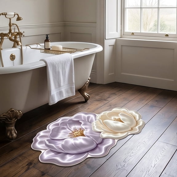 YiJuHui Antiskid Bathroom Rugs Floral Non Slip Floor Mat Absorbent Shower Mat Soft Polyester Door Mat Entryway Mud Mat For Bathroom Bedroom Kitchen