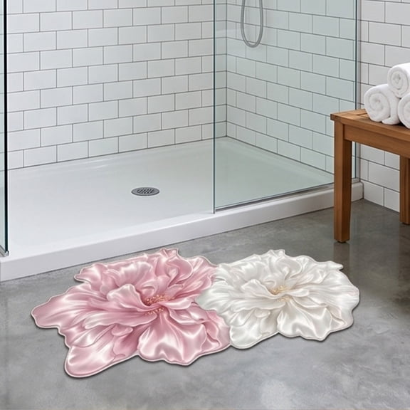 YiJuHui Antiskid Bathroom Rugs Floral Non Slip Floor Mat Absorbent Shower Mat Soft Polyester Door Mat Entryway Mud Mat For Bathroom Bedroom Kitchen