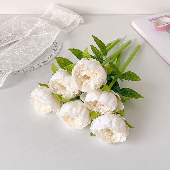 YiJuHui Artificial Flower Pen Bouquet, Fake Silk Bloom Ballpoint Pen, Cute Desk Decor with Black Fine Point Ink, Smooth Writing Office Stationery Gift for Women
