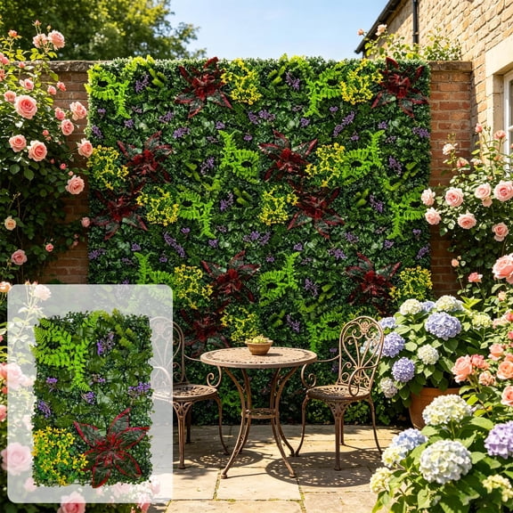 YiJuHui Artificial Hedge Fence, Lifelike Expandable Faux Leaf Screen Panel for Privacy, Weatherproof Plastic Greenery Wall for Balcony Patio Garden Decoration