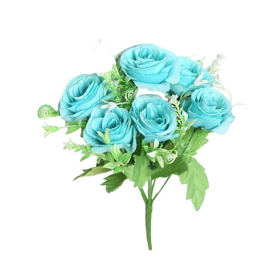 YiJuHui Artificial Silk Flowers Bouquet, Realistic Fake Floral Arrangements for Wedding Party Home Decor, Plastic Faux Roses Centerpieces, Vase Fillers Hall Decorations