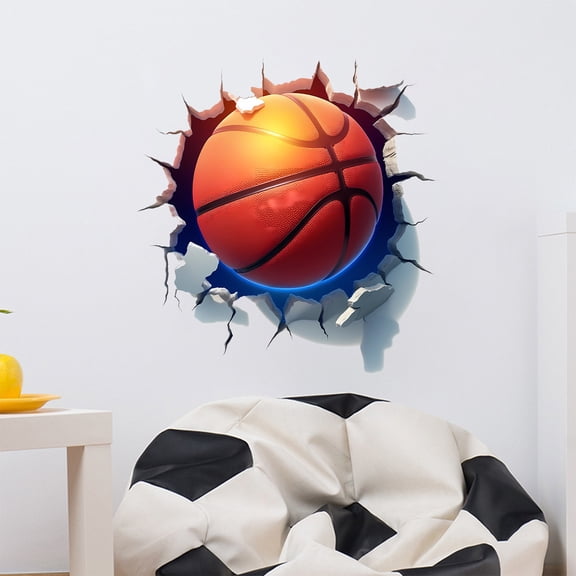 YiJuHui Basketball Wall Decals Stickers, Lovely Patterns Vinyl Wall Art for Home Decor, Easy Peel and Stick Removable Waterproof Decorative Stickers for Bedroom Living Room Doors Windows Walls