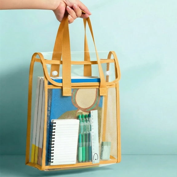 YiJuHui Clear PVC Tote Bag Large Capacity Waterproof Handbag Double-Layer Storage Durable Mesh Straps for Carrying Organization Shopping Travel