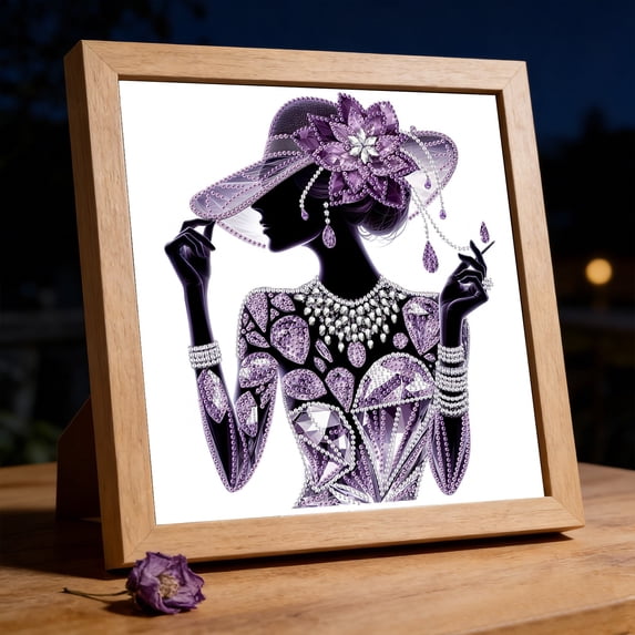 YiJuHui Elegant Lady Diamond Painting Kit for Adults, Rhinestone Art with Graceful Female Figure, Full Drill Sparkling Canvas Wall Decor, Home Decor Gift for Women, Relaxing Craft Hobby