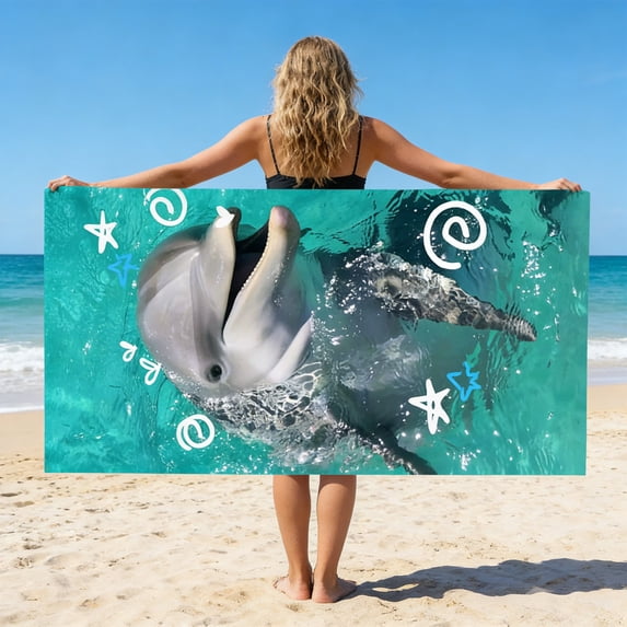 YiJuHui Fast Drying Beach Towel Ocean Sea Turtle Seashells Starfish Print Large Absorbent Microfiber Quick Dry Sand Towel for Pool Beach Vacation Travel 70*140cm