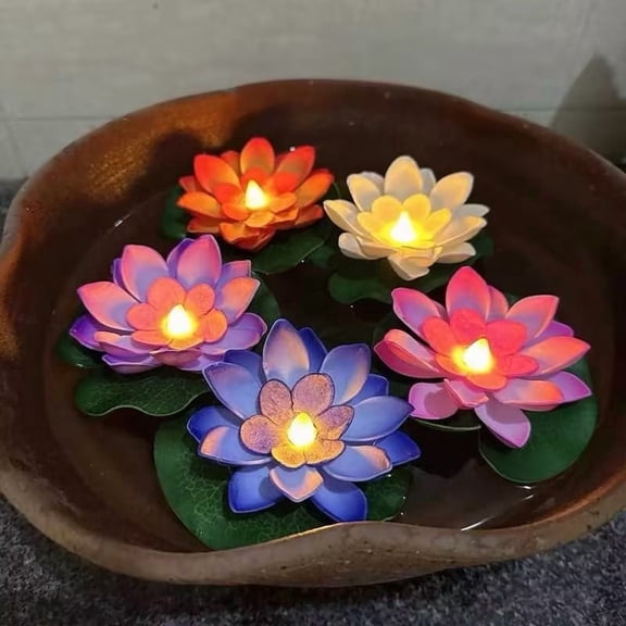YiJuHui Floating LED Waterproof Electronic Candle Light, Flickering Battery Operated Tea Light, Realistic Votive Lamp for Wedding Party, Garden, Pool, Christmas, Holiday Decoration, Romantic Ambiance