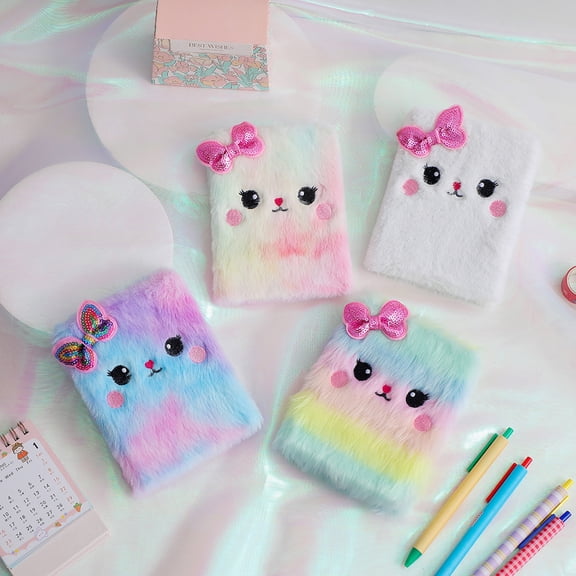 YiJuHui Fuzzy Fluffy Notebook Cute Plush Diary Journal Writing Drawing Notebook Kawaii Cover Portable Notebook for Travel Note