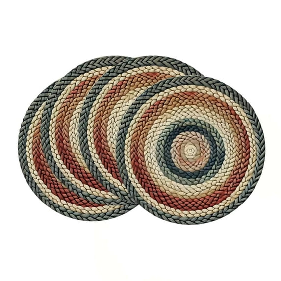 YiJuHui Gingerbread Round Braided Placemats, Warm Country Decor, Brown Jute Table Mats - Vibrant Colors, Durable, Easy to Clean and Protects Furniture 38*38cm