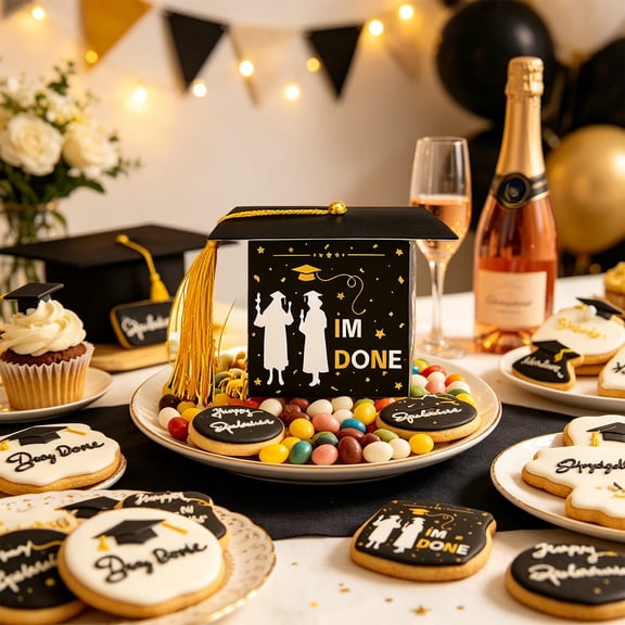 YiJuHui Graduation Cap Candy Boxes, Graduation Party Favors Treat Boxes, Gold Tassel Paper Gift Boxes for Graduation Celebration, Party Supplies Favors Containers