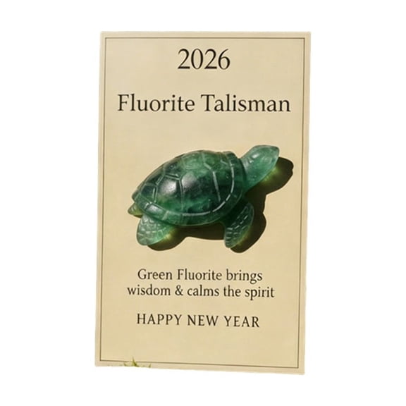 YiJuHui Green Fluorite Turtle Ornament 2026 Year of the Turtle Crystal Decor, Wisdom & Soothing Healing Stone, Acrylic New Year Gift, Holiday Decoration, Desk Ornament for Home Office