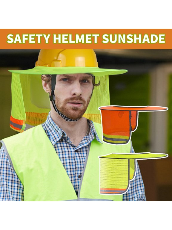 Hard Hat Sun Shield for Construction Workers, Breathable Neck Sun Protector with Reflective Strips, Universal Fit Sunshade for Outdoor Work