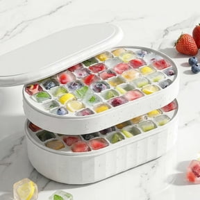 YiJuHui Ice Maker Box, Large Capacity Ice Cube Tray with Lid and Storage Bin, Easy Release Ice Molds for Freezer, Kitchen, Bar, Party, BBQ, Camping