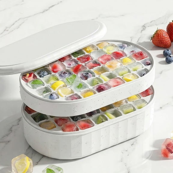 YiJuHui Ice Maker Box, Large Capacity Ice Cube Tray with Lid and Storage Bin, Easy Release Ice Molds for Freezer, Kitchen, Bar, Party, BBQ, Camping