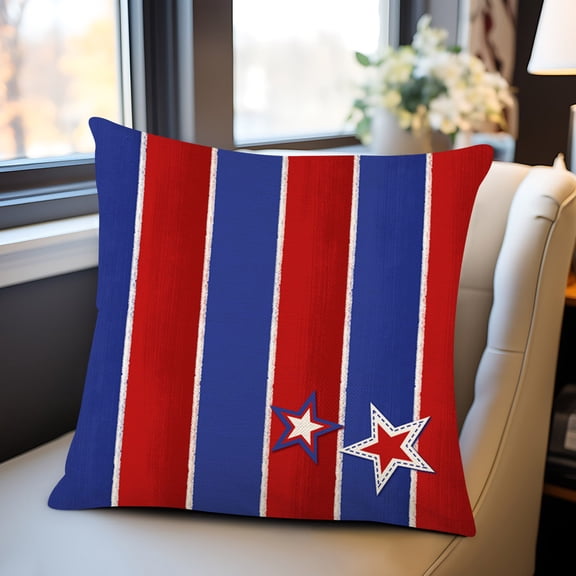 YiJuHui Independence Day Throw Pillow Cover Patriotic USA Flag Decorative Pillowcase for Sofa Bedroom Camping Party Decor Home Accents 45*45cm