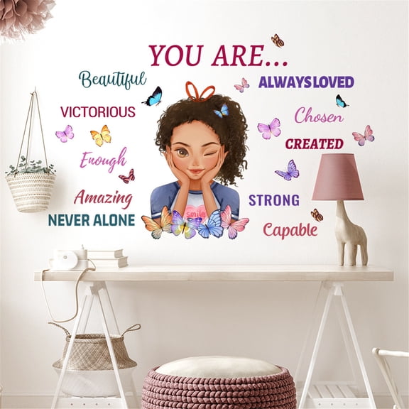 YiJuHui Inspirational Quote Wall Decals, Positive Affirmation Butterfly Decor, Removable Vinyl Stickers for Bedroom, Living Room, Home Office Wall Art