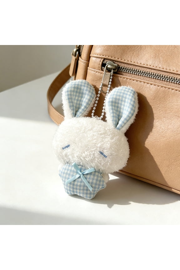 Mini Bunny Plush Keychain Stuffed Animal Toy Soothing Stress Relief Pendant for Bag Charm Backpack Decor Cute Soft Hugging Doll Gift
