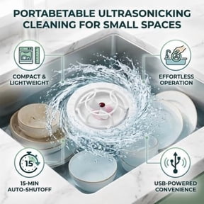 YiJuHui Mini Dishwasher Portable Countertop with High Pressure Spray Automatic Shut-Off USB Powered Compact Cleaning for Kitchen Sink Household Use
