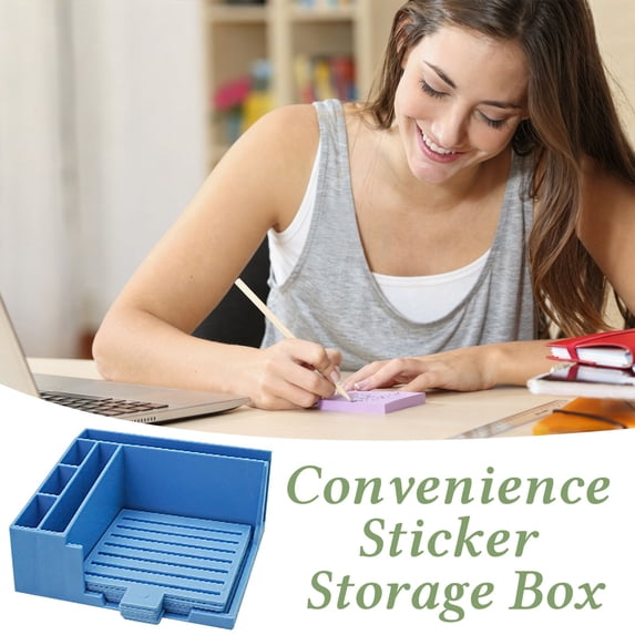 YiJuHui Note Holder Organizer Box, Desktop Note Storage Case with Template Slots, Clear Plastic Sticky Note Dispenser for Office and Home Organization